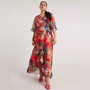 ASOS Hope & Ivy Floral Wrap Midaxi Dress Size 22